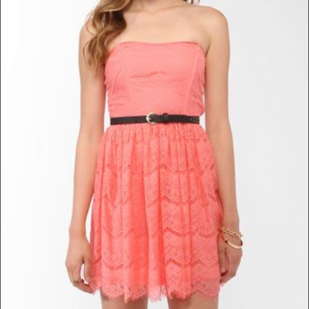 Coral Strapless Dress